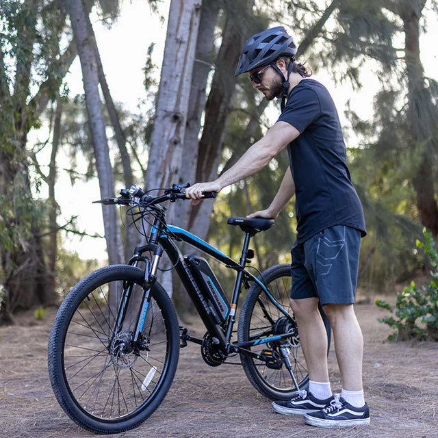 Bicicleta eléctrica de montaña Hiland Rockshark, aluminio, 26/27.5 pulgadas, 350W, 20MPH, bicicleta eléctrica para adultos, Shimano 21 velocidades, freno de disco, horquilla de suspensión con batería extraíble de 36V 10.4Ah