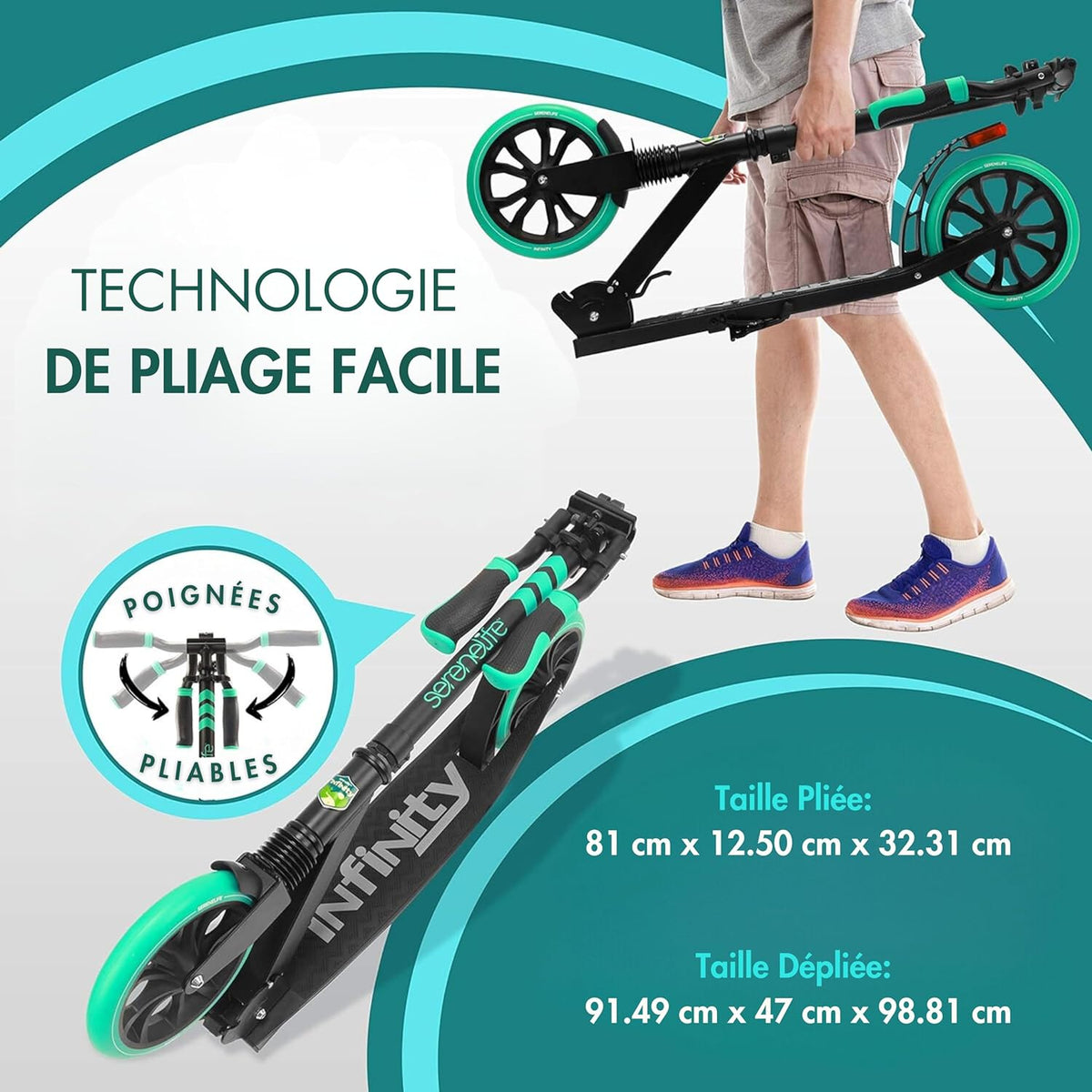 10 Colors Freestyle Scooter, Adult and Teen Scooter - Adjustable Height, All Terrain Scooter with Large Wheels and Suspension, Foldable Scooter with Easy Maneuver