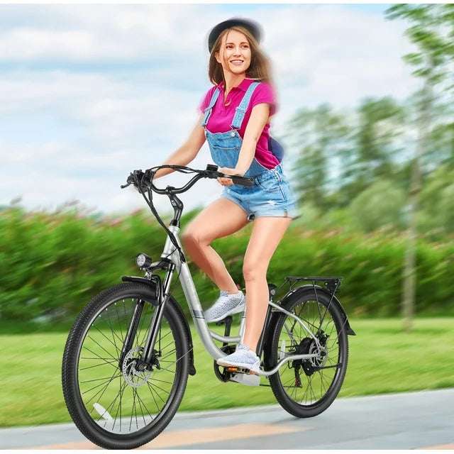 Gocio 500W E-Bike für Erwachsene, 26" Elektro-Hybridfahrrad City-E-Bike, Damen-E-Bike mit 48V 7,8Ah Akku, Federgabel, 5 Modi Herren-E-Bike mit 7-Gang-Schaltung, LED-Display und Scheinwerfer