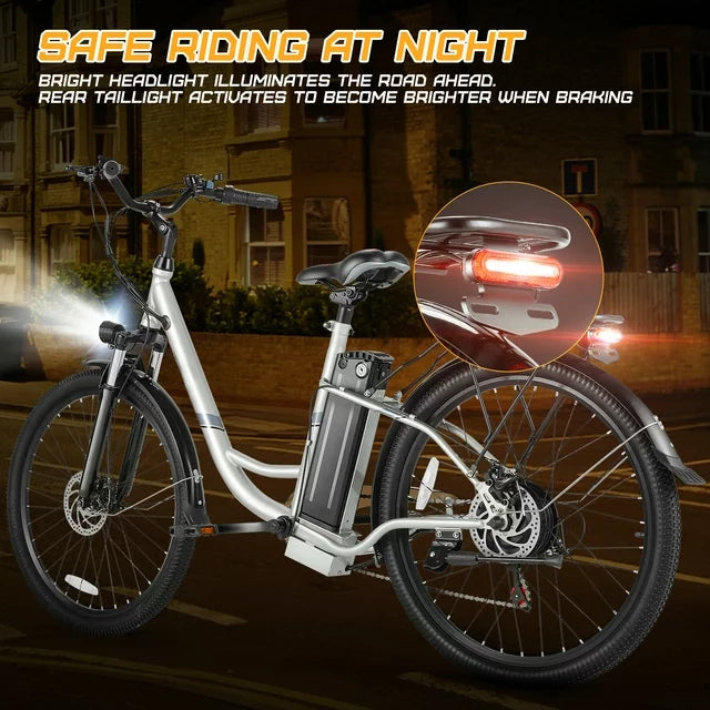 Gocio 500W E-Bike für Erwachsene, 26" Elektro-Hybridfahrrad City-E-Bike, Damen-E-Bike mit 48V 7,8Ah Akku, Federgabel, 5 Modi Herren-E-Bike mit 7-Gang-Schaltung, LED-Display und Scheinwerfer