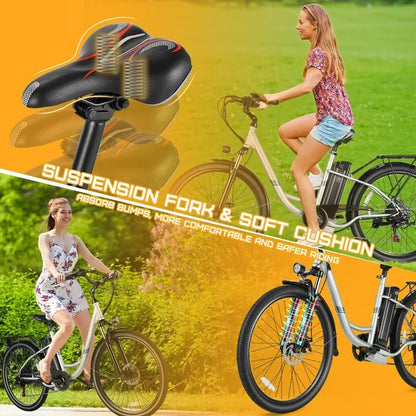 Gocio 500W E-Bike für Erwachsene, 26" Elektro-Hybridfahrrad City-E-Bike, Damen-E-Bike mit 48V 7,8Ah Akku, Federgabel, 5 Modi Herren-E-Bike mit 7-Gang-Schaltung, LED-Display und Scheinwerfer