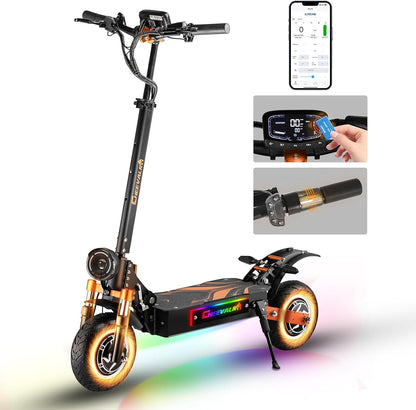 E-Scooter mit Straßenzulassung, 80-100 km Reichweite, 48 V 15 Ah, 10-Zoll-Offroad-Luftreifen, ABE-Elektroroller mit doppelter Stoßdämpfung, faltbarer E-Roller, Offroad, Belastbarkeit bis 150 kg, LED, App