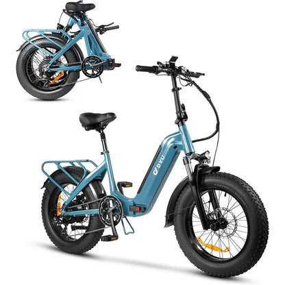 Bicicleta eléctrica para adultos DYU con neumáticos anchos de 20" y 4.0", 500W 48V 14AH, batería LG, Shimano de 7 velocidades, bicicleta eléctrica plegable