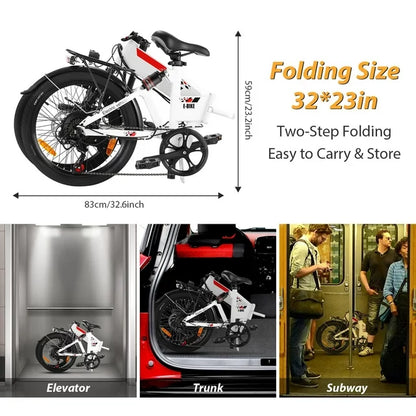 Gocio 500W Folding Electric Bike, 20'' Electric Commuter Bike, Aluminum Alloy Lightweight Electric Bicycle, Ebike Built-in 48V 7.8Ah Removable Lithium-Ion Battery, Urban Electric Bikes for Adults