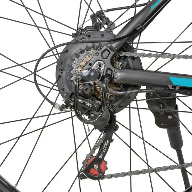 Bicicleta eléctrica de montaña Hiland Rockshark, aluminio, 26/27.5 pulgadas, 350W, 20MPH, bicicleta eléctrica para adultos, Shimano 21 velocidades, freno de disco, horquilla de suspensión con batería extraíble de 36V 10.4Ah