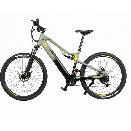 Millor Elektro-Mountainbike 27,5", 90 km Reichweite, Vollfederung, Shimano 18-Gang-Schaltung und hydraulische Doppelscheibenbremsen.