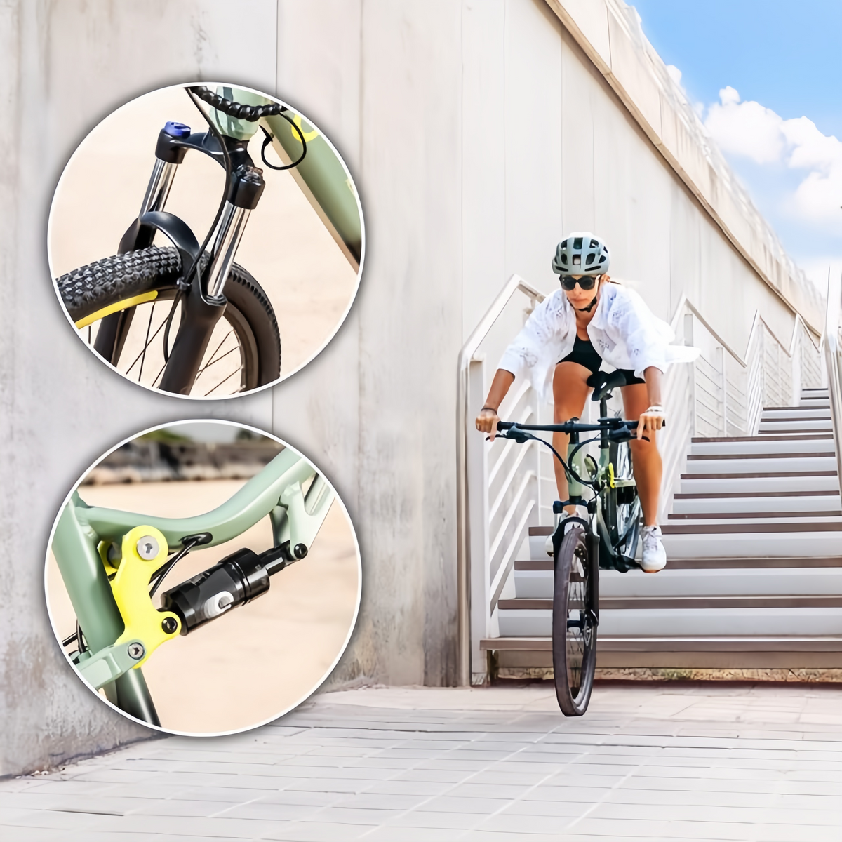 Millor Elektro-Mountainbike 27,5", 90 km Reichweite, Vollfederung, Shimano 18-Gang-Schaltung und hydraulische Doppelscheibenbremsen.