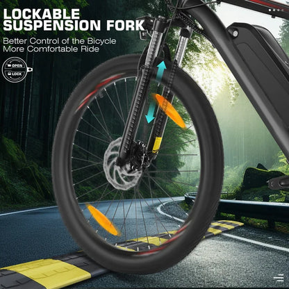 Funcid Electric Bike, Electric Bike for Adults 27.5" EBike 500W Adult Electric Bicycle, 19.8MPH Electric Mountain Bike, 48V 10.4Ah Battery, Lockable Suspension Fork, Shimano 21 Speed, LCD Display