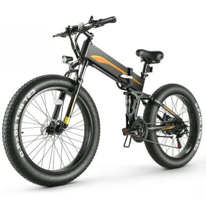 Funcid Elektrofahrrad, 26"x4" Fat Tire E-Bike für Erwachsene, 500W faltbares E-Mountainbike mit 48V 10Ah Akku, arretierbarer Federgabel und Shimano 21-Gang-Schaltung