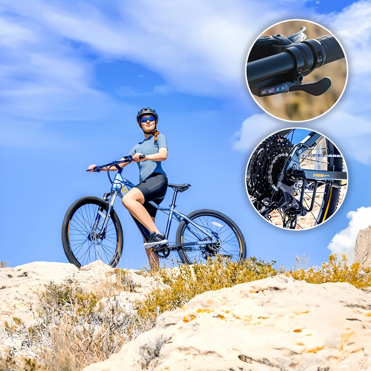 Avanti Mountain E-Bike 29", mit 120 km Reichweite, SR Suntour-Federgabel, 10-Gang-Shimano-Cues-Schaltung und hydraulischen Tektro-Scheibenbremsen.