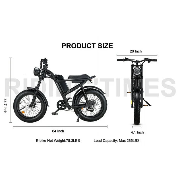 Ridingtimes Z8 Snow Ebikes for Adults, 20" Fat Tire, 1500W Motor, 28Mph, 6 Layer Full Suspension