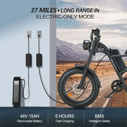 Ridingtimes Z8 Snow Ebikes for Adults, 20" Fat Tire, 1500W Motor, 28Mph, 6 Layer Full Suspension