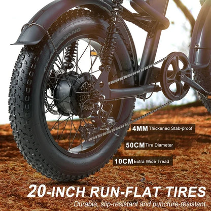 Ridingtimes Z8 Snow Ebikes for Adults, 20" Fat Tire, 1500W Motor, 28Mph, 6 Layer Full Suspension