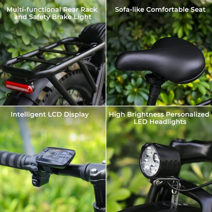 SOHAMO H3 Elektrofahrrad für Erwachsene, 20" Fat Tire Klapp-E-Bike, 750W Motor, 48V 15Ah herausnehmbarer Akku, Vorderradfederung, Shimano 7-Gang Mountainbike