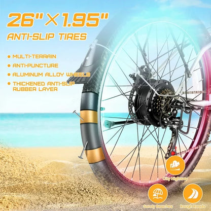 Gocio 500W E-Bike für Erwachsene, 26" Elektro-Hybridfahrrad City-E-Bike, Damen-E-Bike mit 48V 7,8Ah Akku, Federgabel, 5 Modi Herren-E-Bike mit 7-Gang-Schaltung, LED-Display und Scheinwerfer