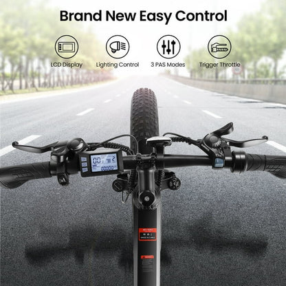 Funcid Elektrofahrrad, 26"x4" Fat Tire E-Bike für Erwachsene, 500W faltbares E-Mountainbike mit 48V 10Ah Akku, arretierbarer Federgabel und Shimano 21-Gang-Schaltung