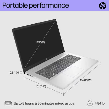 Portátil HP 17 con Intel Core i7-1355U | Pantalla FHD de 17.3 pulgadas | 16 GB de RAM DDR4 | SSD de 1 TB