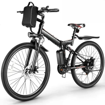 Gocio 26 in. Electric Bike for Adults, 500W Folding Electric Mountain Bicycle Max 50Miles, Full Suspension, 48V Foldable E-Bike with Removable 374.4Wh Lithium-Ion Battery Electric City Bike