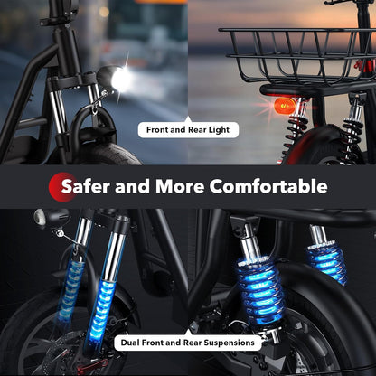 Patinete eléctrico iScooter con asiento, autonomía de 60/34 km y velocidad máxima de 45/30/25 km/h, neumáticos de 14"/12"/10", asiento de altura ajustable...